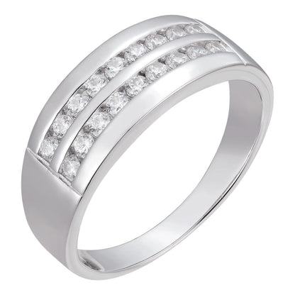 HarlemBling Double Row Eternity Band Ring - 925 Silver - CZ Stones