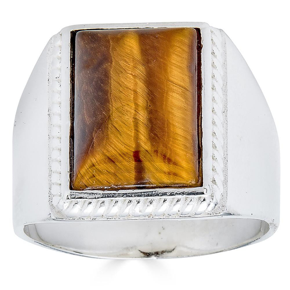 HarlemBling Downtown Old Timers Ring - 925 Silver - Genuine Tiger's Eye Stone
