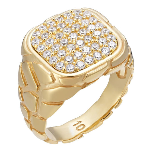 HarlemBling Drake Square Ring - 14k Gold Vermeil 925 Silver - CZ Stones