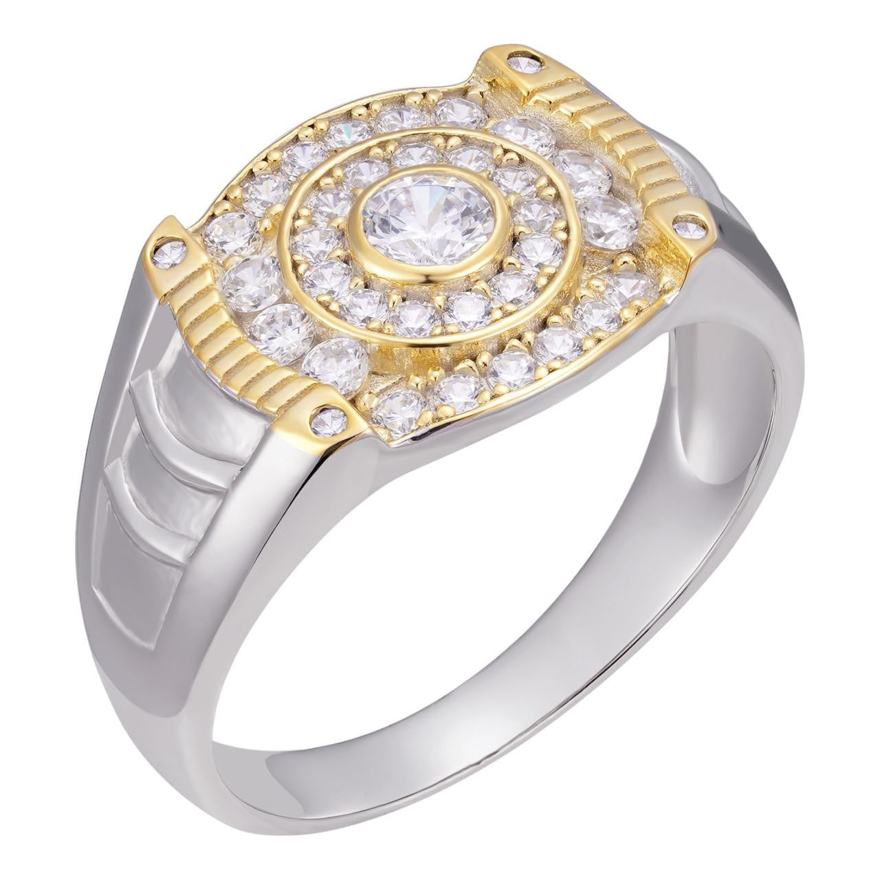 HarlemBling Eddie's Design #24 Ring - 925 Silver & Gold Accent  - CZ Stones