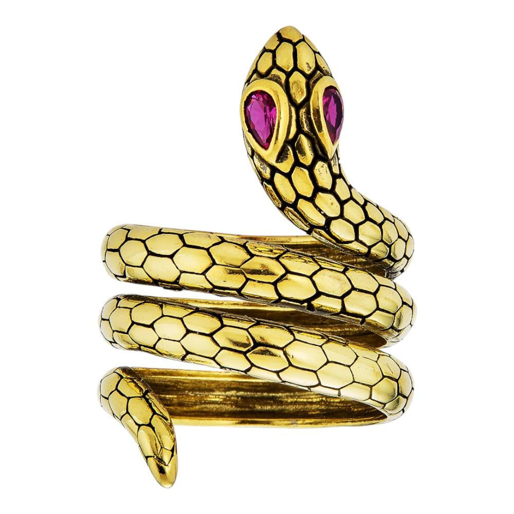 HarlemBling Egyptian Cobra Ring - 14k Gold Vermeil 925 Silver Oxidized - Plain