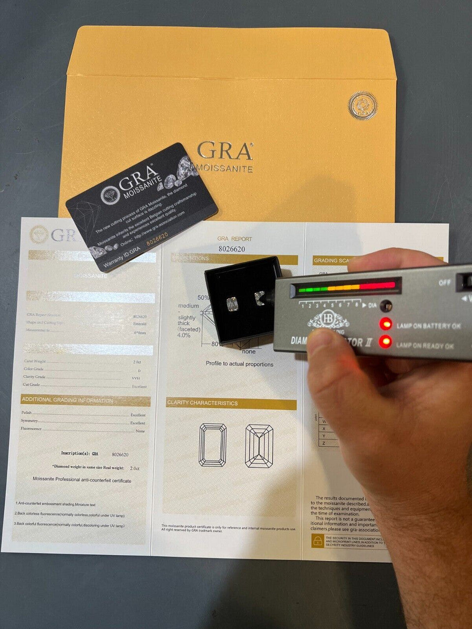 HarlemBling Emerald Cut Real Moissanite Solitaire Stud Earrings 14ct Gold Plated 925 Silver