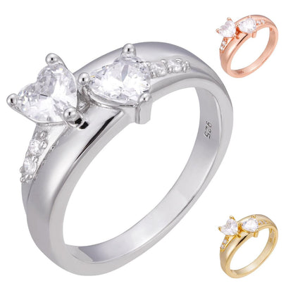 HarlemBling Eternal Love Engagement Or Promise Ring - 14k Yellow/Rose/White Gold Vermeil 925 Silver - CZ Stones