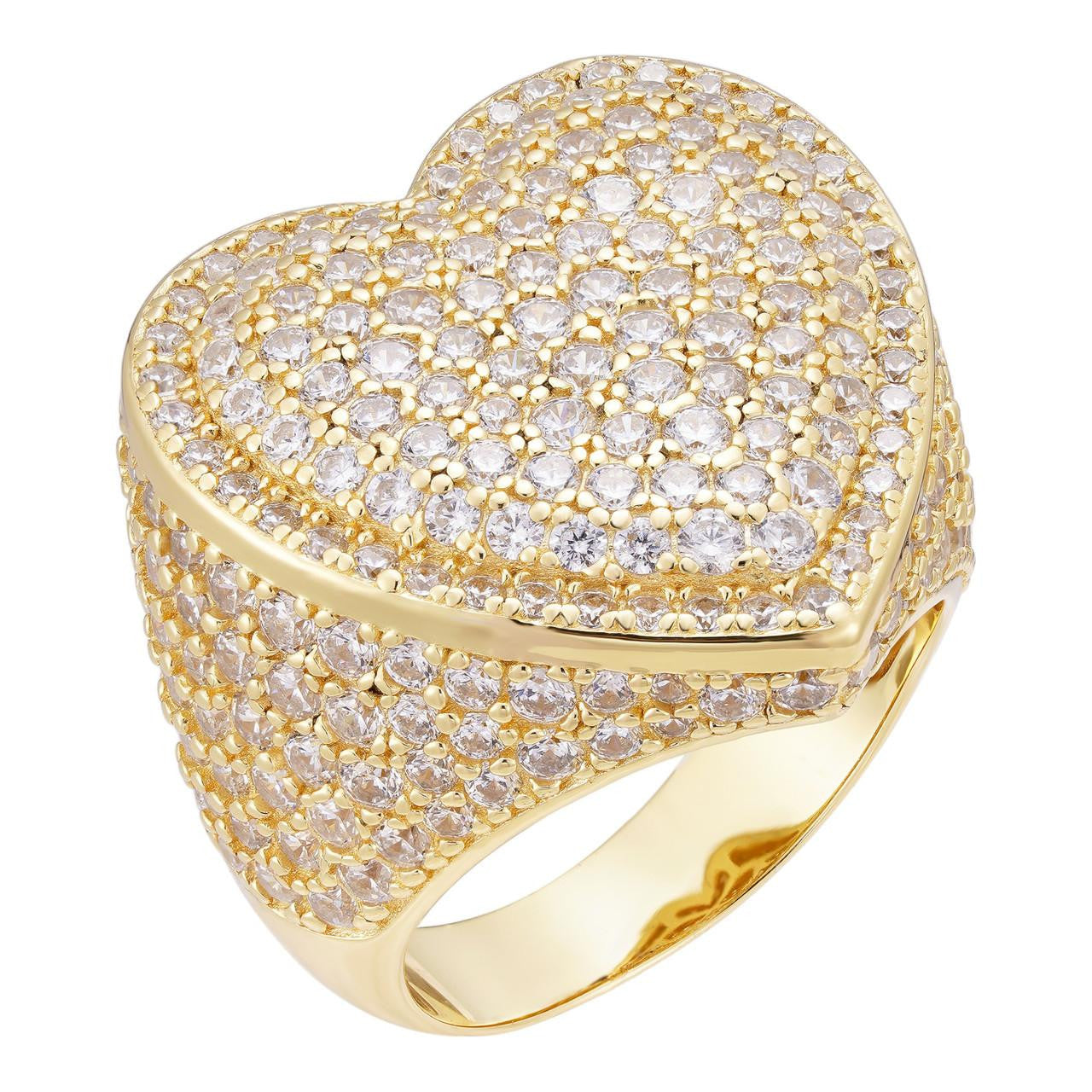 HarlemBling Eternal Love Heart Iced Out Ring -  14k Gold Vermeil 925 Silver - CZ Stones
