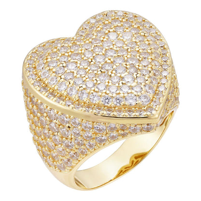HarlemBling Eternal Love Heart Iced Out Ring -  14k Gold Vermeil 925 Silver - CZ Stones