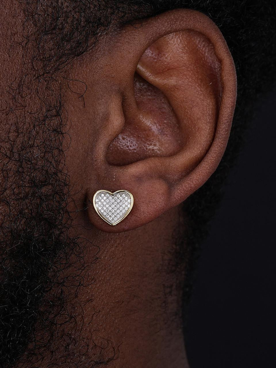 HarlemBling Eternal Love Heart Shaped Earrings - 14k Gold Vermeil 925 Silver - CZ Stones - 12mm