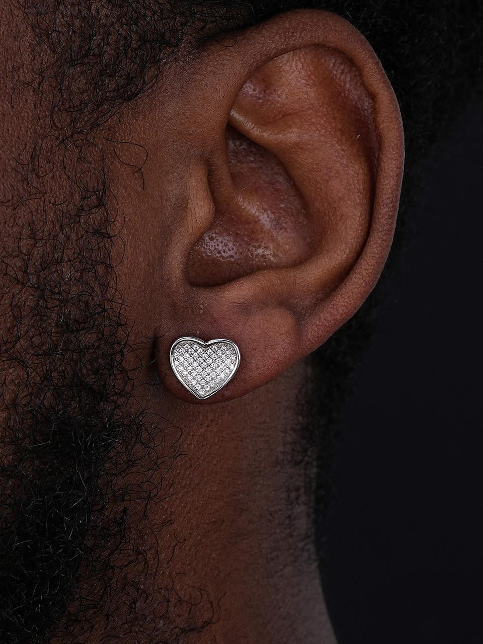 HarlemBling Eternal Love Heart Shaped Earrings - 925 Silver - CZ Stones - 12mm