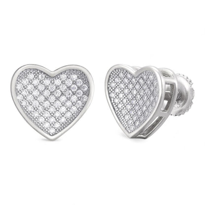 HarlemBling Eternal Love Heart Shaped Earrings - 925 Silver - CZ Stones - 12mm
