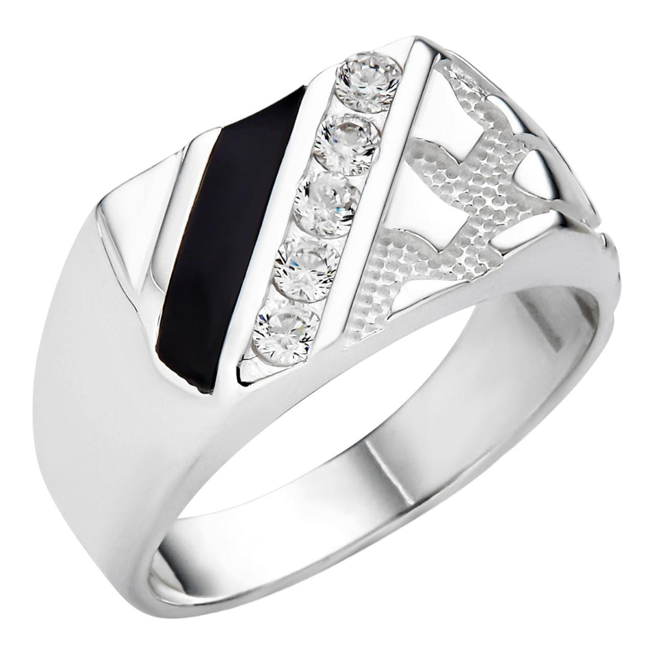 HarlemBling Euro Classic Nugget Ring - Black Edition - 925 Silver - CZ Stones