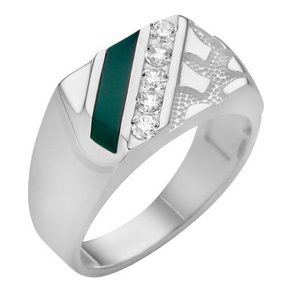 HarlemBling Euro Classic Nugget Ring - Green Edition - 925 Silver - CZ Stones