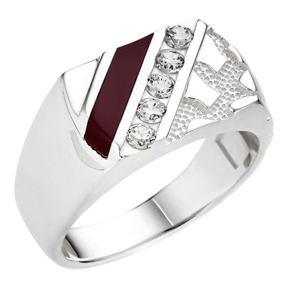 HarlemBling Euro Classic Nugget Ring - Red Edition - 925 Silver - CZ Stones