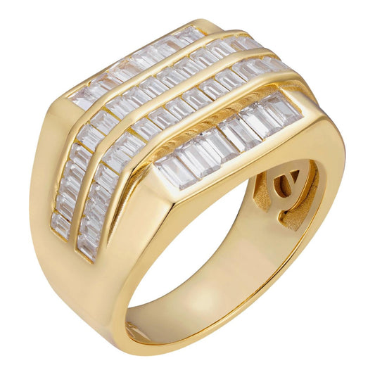 HarlemBling European Baguette Modern Ring - 14k Gold Vermeil 925 Silver - CZ Stones