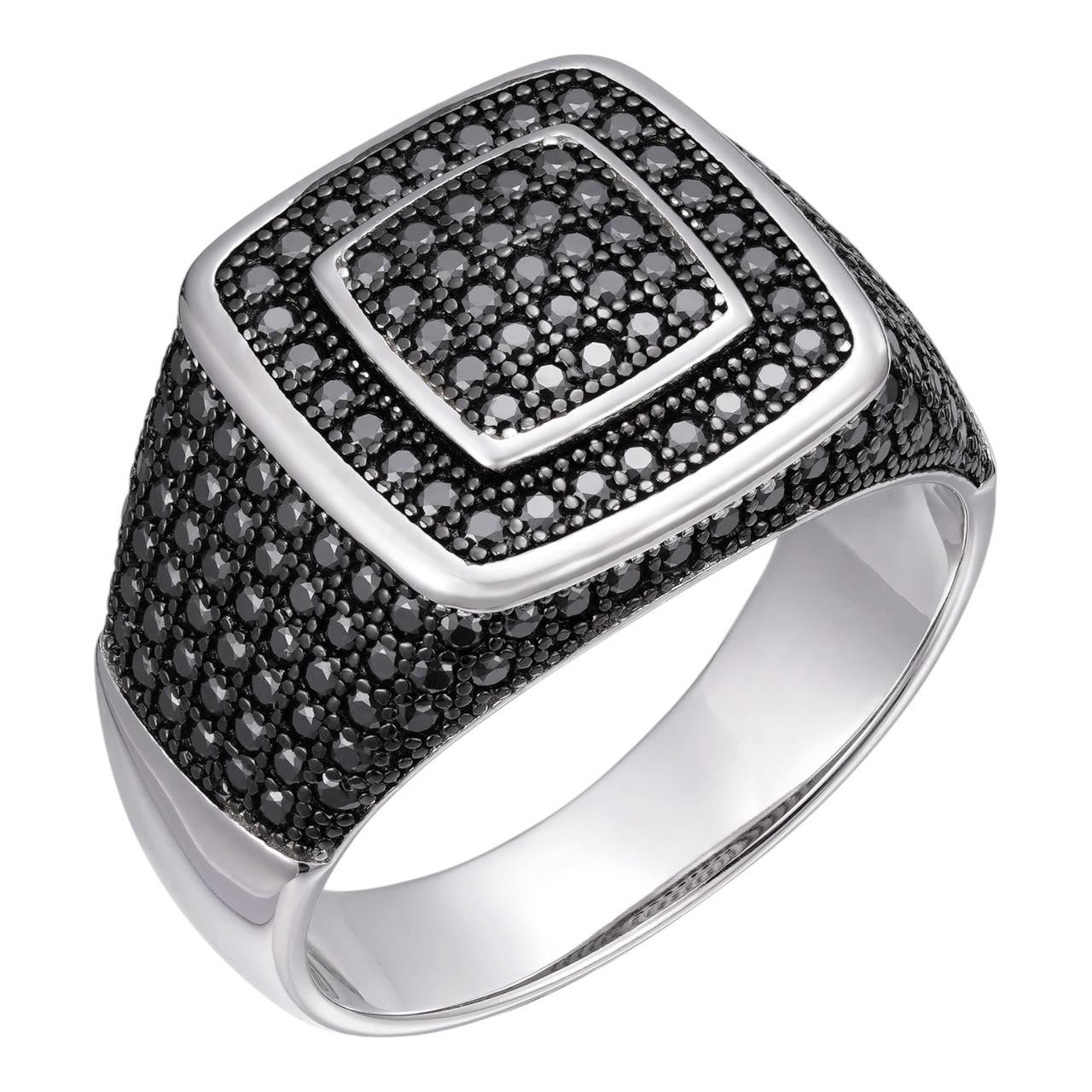 HarlemBling Everyday Classic Square Ring - 925 Silver - Black CZ Stones