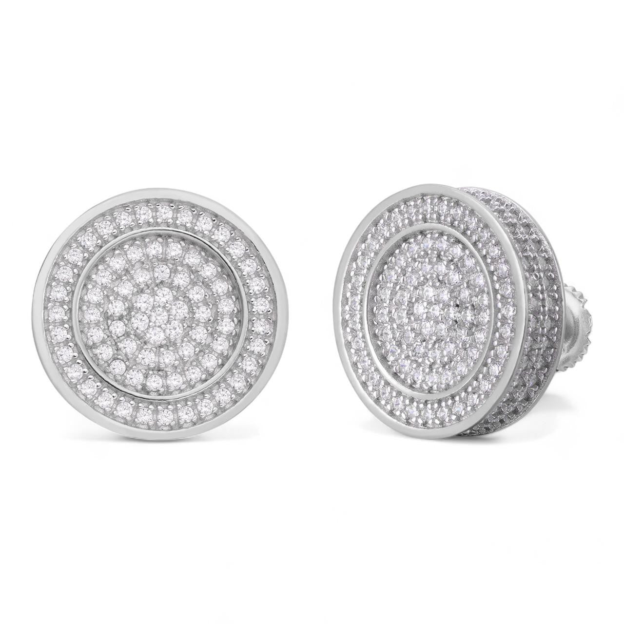 HarlemBling Everything Bigger In Texas Round Hip Hop Earrings - 925 Silver - CZ Stones - 16mm