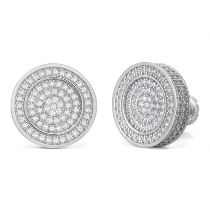 HarlemBling Everything Bigger In Texas Round Hip Hop Earrings - 925 Silver - CZ Stones - 16mm