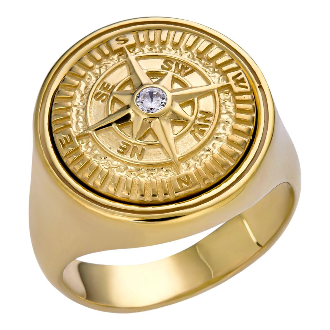 HarlemBling Explorer Compass Ring - 14k Gold Vermeil 925 Silver