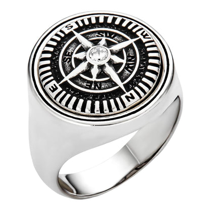 HarlemBling Explorer Compass Ring - 925 Silver Oxidized