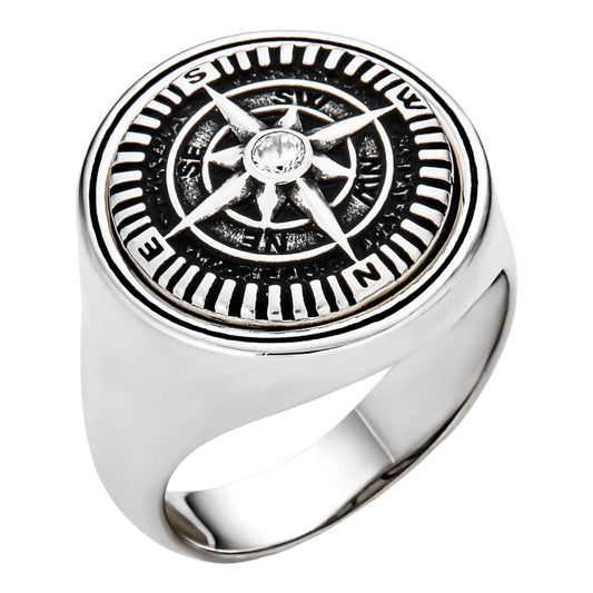 HarlemBling Explorer Compass Ring - 925 Silver Oxidized