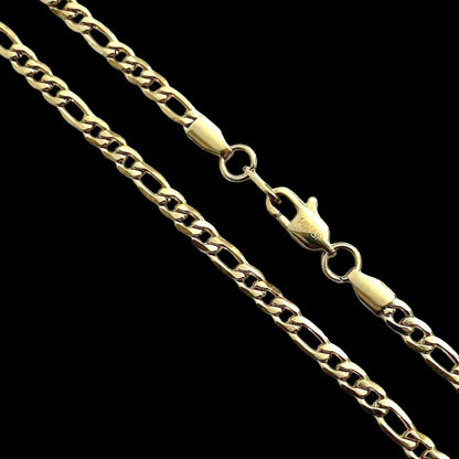 HarlemBling Figaro Chain Necklace - 14k Yellow Gold Plated Stainless Steel - 18"-30" - 5mm