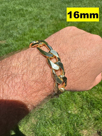 HarlemBling Figaro Link Bracelet - 14k Gold Vermeil 925 Sterling Silver - 6"-9" - 2.5mm-16mm