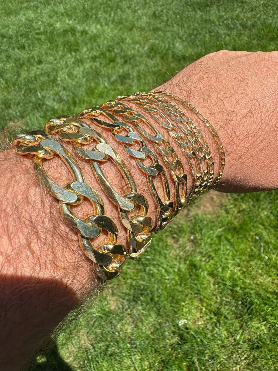 HarlemBling Figaro Link Bracelet - 14k Gold Vermeil 925 Sterling Silver - 6"-9" - 2.5mm-16mm