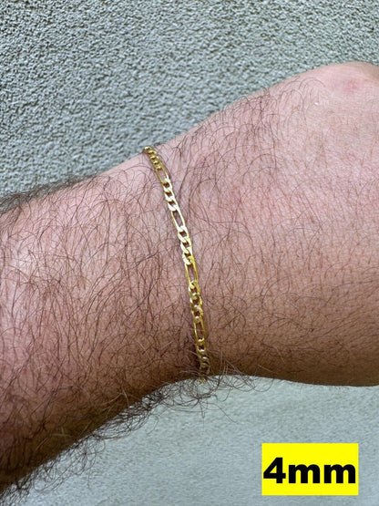 HarlemBling Figaro Link Bracelet - 14k Gold Vermeil 925 Sterling Silver - 6"-9" - 2.5mm-16mm