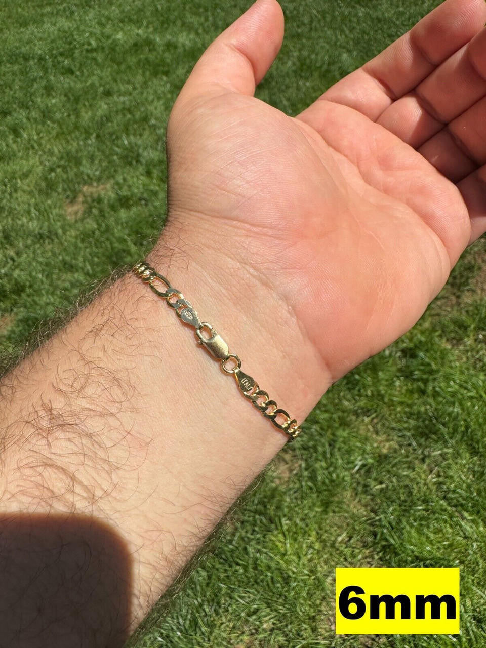 HarlemBling Figaro Link Bracelet - 14k Gold Vermeil 925 Sterling Silver - 6"-9" - 2.5mm-16mm