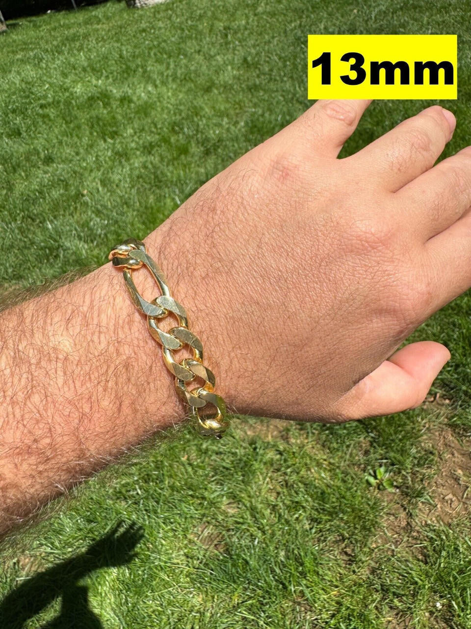 HarlemBling Figaro Link Bracelet - 14k Gold Vermeil 925 Sterling Silver - 6"-9" - 2.5mm-16mm