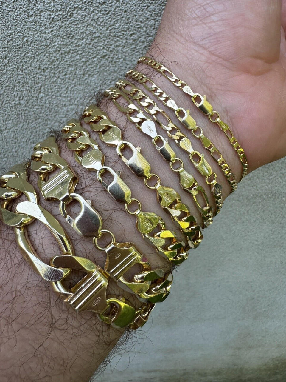 HarlemBling Figaro Link Bracelet - 14k Gold Vermeil 925 Sterling Silver - 6"-9" - 2.5mm-16mm