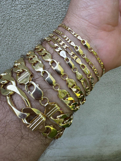 HarlemBling Figaro Link Bracelet - 14k Gold Vermeil 925 Sterling Silver - 6"-9" - 2.5mm-16mm