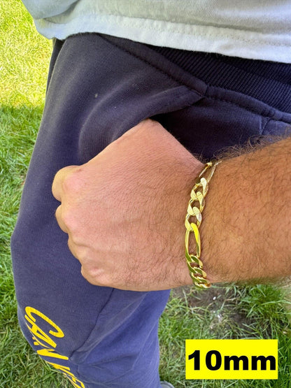 HarlemBling Figaro Link Bracelet - 14k Gold Vermeil 925 Sterling Silver - 6"-9" - 2.5mm-16mm