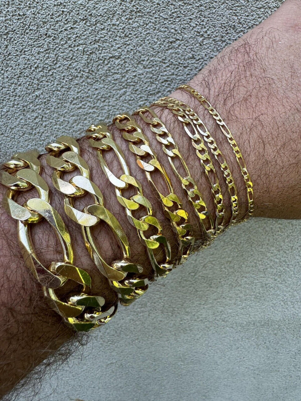 HarlemBling Figaro Link Bracelet - 14k Gold Vermeil 925 Sterling Silver - 6"-9" - 2.5mm-16mm