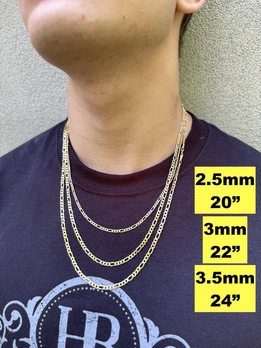 HarlemBling Figaro Link Chain Necklace Or Bracelet - 14k Gold Vermeil 925 Sterling Silver - 6"-30" - 2.5mm-16mm
