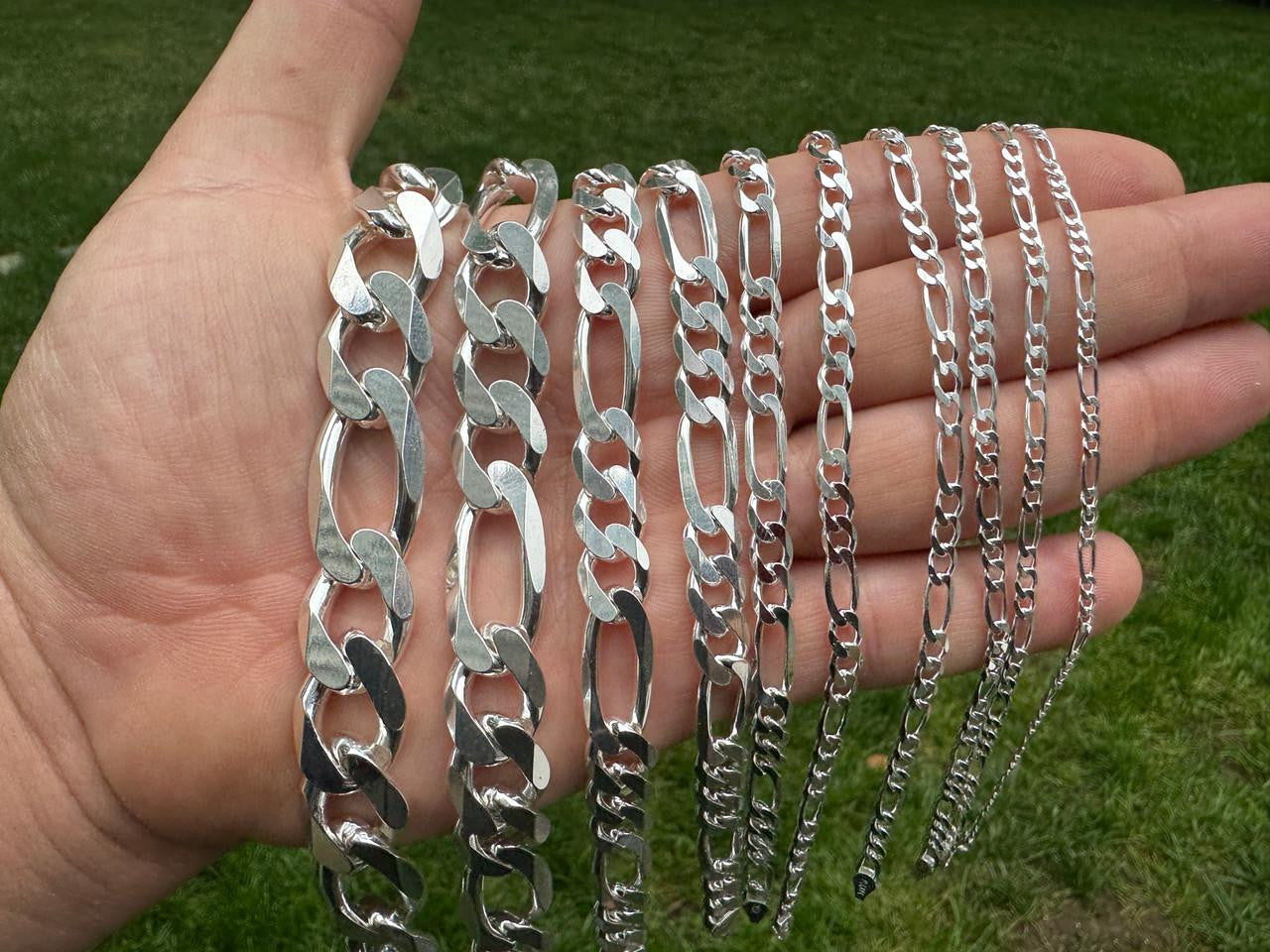 HarlemBling Figaro Link Chain Necklace Or Bracelet - 925 Sterling Silver - 6"-30" - 2.5mm-15mm