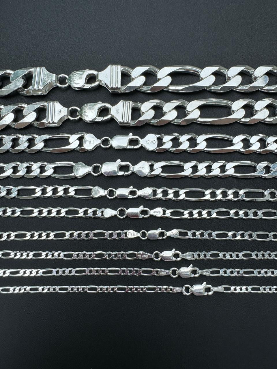 HarlemBling Figaro Link Chain Necklace Or Bracelet - 925 Sterling Silver - 6"-30" - 2.5mm-15mm