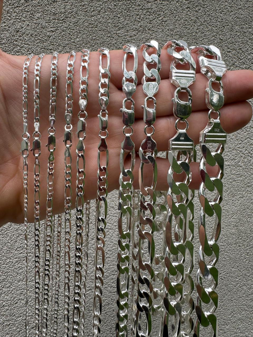 HarlemBling Figaro Link Chain Necklace Or Bracelet - 925 Sterling Silver - 6"-30" - 2.5mm-15mm