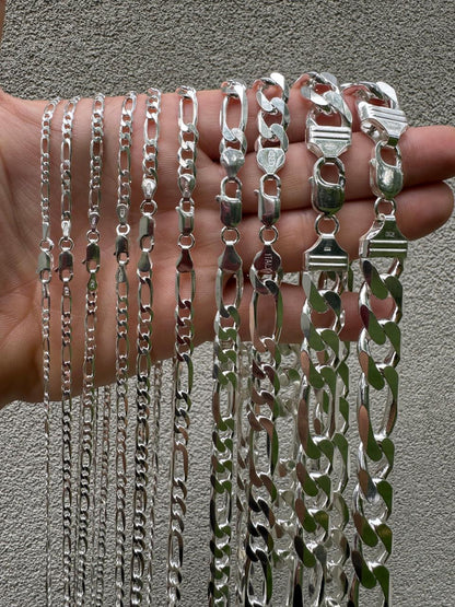 HarlemBling Figaro Link Chain Necklace Or Bracelet - 925 Sterling Silver - 6"-30" - 2.5mm-15mm