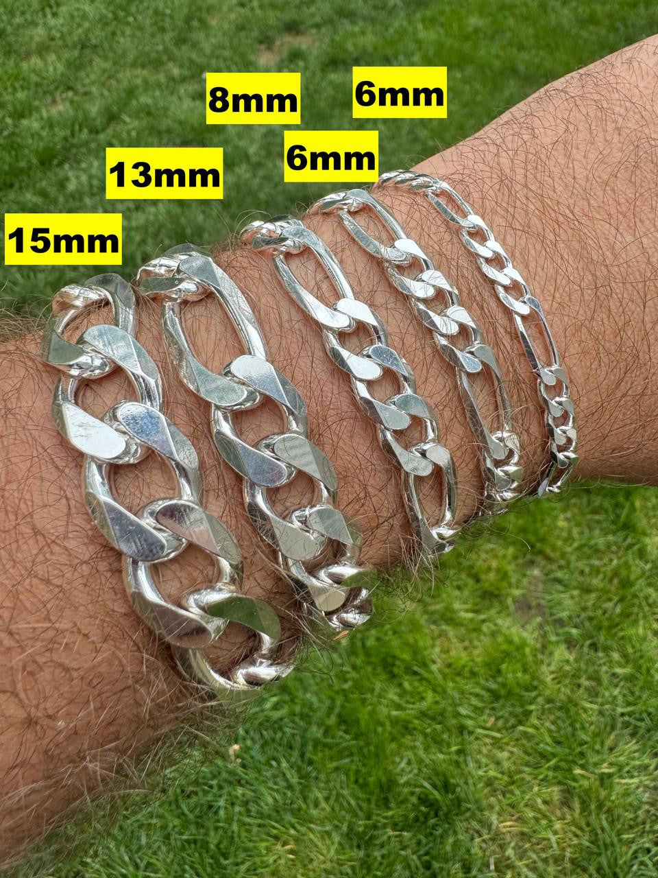 HarlemBling Figaro Link Chain Necklace Or Bracelet - 925 Sterling Silver - 6"-30" - 2.5mm-15mm