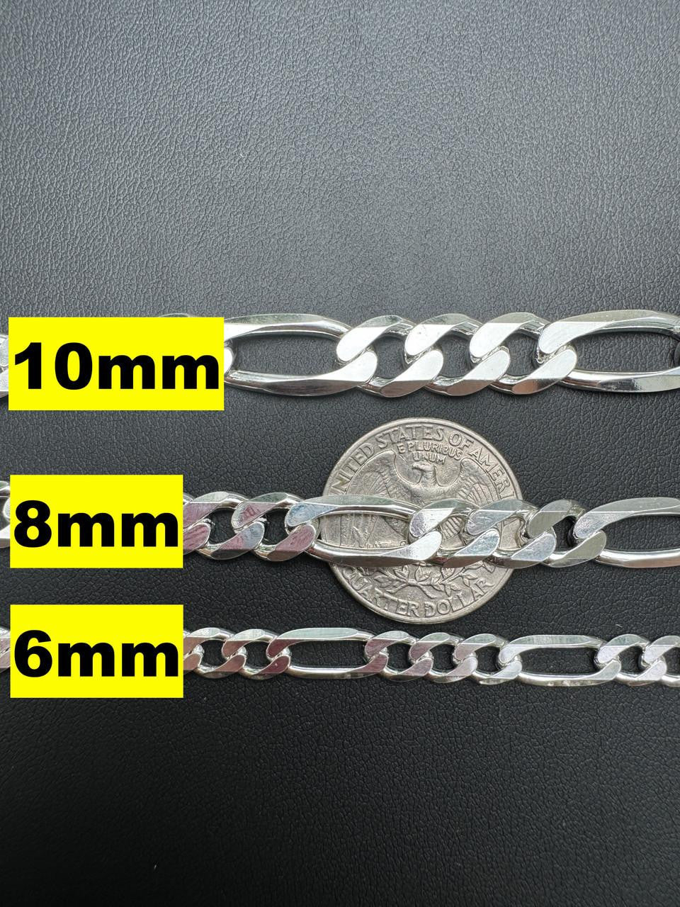 HarlemBling Figaro Link Chain Necklace Or Bracelet - 925 Sterling Silver - 6"-30" - 2.5mm-15mm