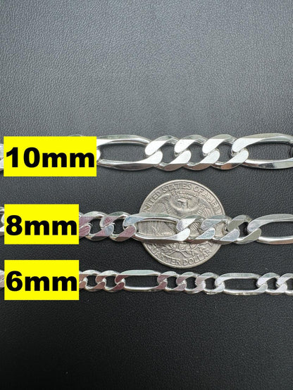 HarlemBling Figaro Link Chain Necklace Or Bracelet - 925 Sterling Silver - 6"-30" - 2.5mm-15mm