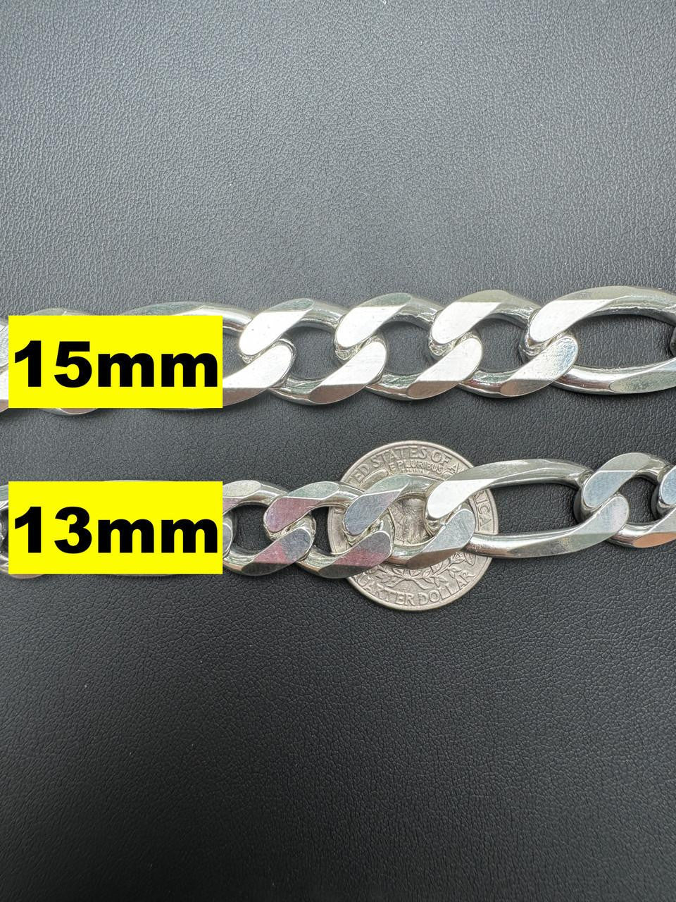 HarlemBling Figaro Link Chain Necklace Or Bracelet - 925 Sterling Silver - 6"-30" - 2.5mm-15mm