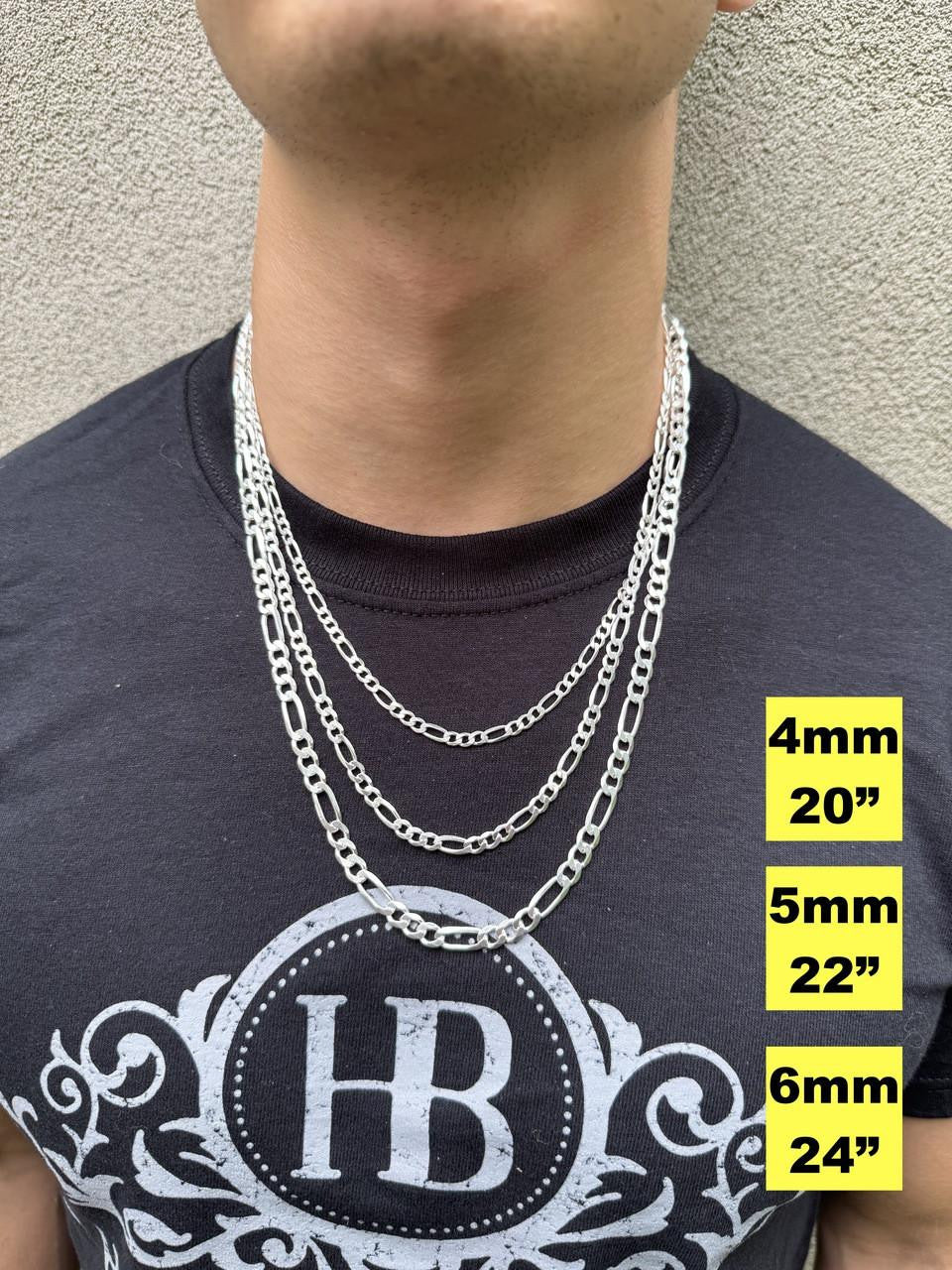 HarlemBling Figaro Link Chain Necklace Or Bracelet - 925 Sterling Silver - 6"-30" - 2.5mm-15mm