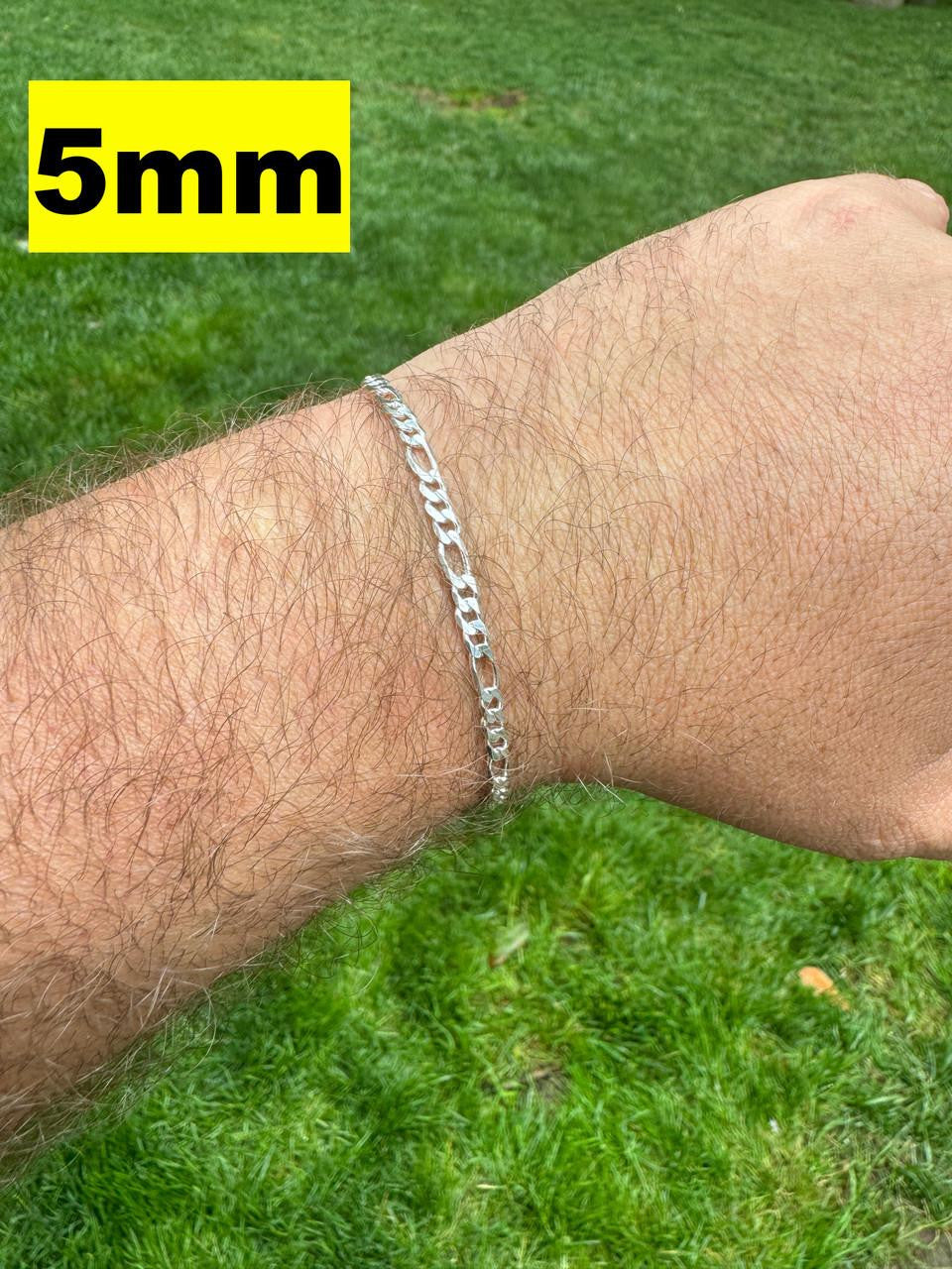 HarlemBling Figaro Link Chain Necklace Or Bracelet - 925 Sterling Silver - 6"-30" - 2.5mm-15mm