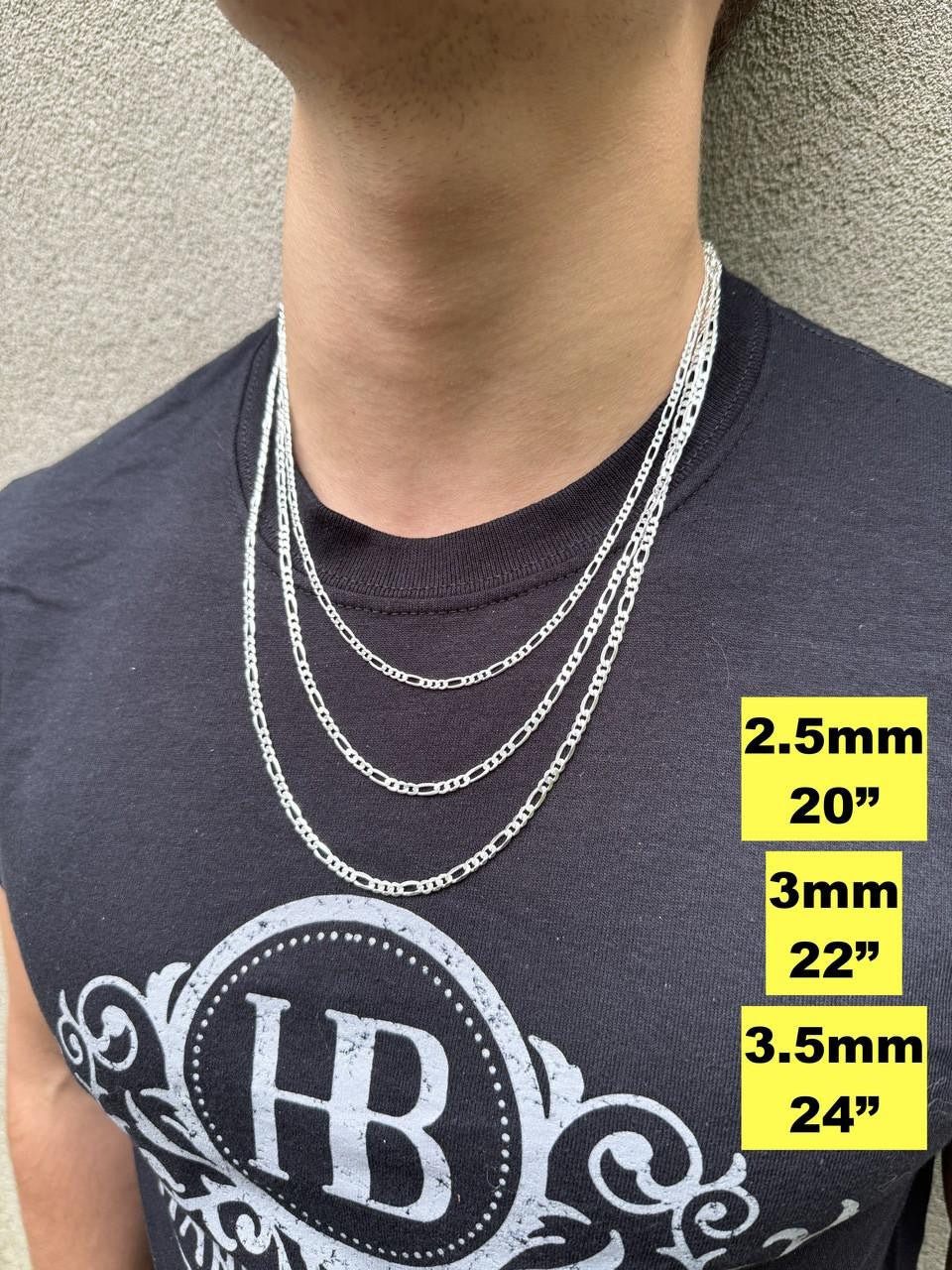 HarlemBling Figaro Link Chain Necklace Or Bracelet - 925 Sterling Silver - 6"-30" - 2.5mm-15mm