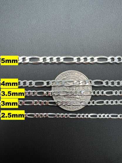 HarlemBling Figaro Link Chain Necklace Or Bracelet - 925 Sterling Silver - 6"-30" - 2.5mm-15mm