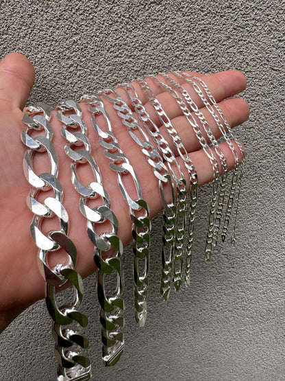 HarlemBling Figaro Link Chain Necklace Or Bracelet - 925 Sterling Silver - 6"-30" - 2.5mm-15mm