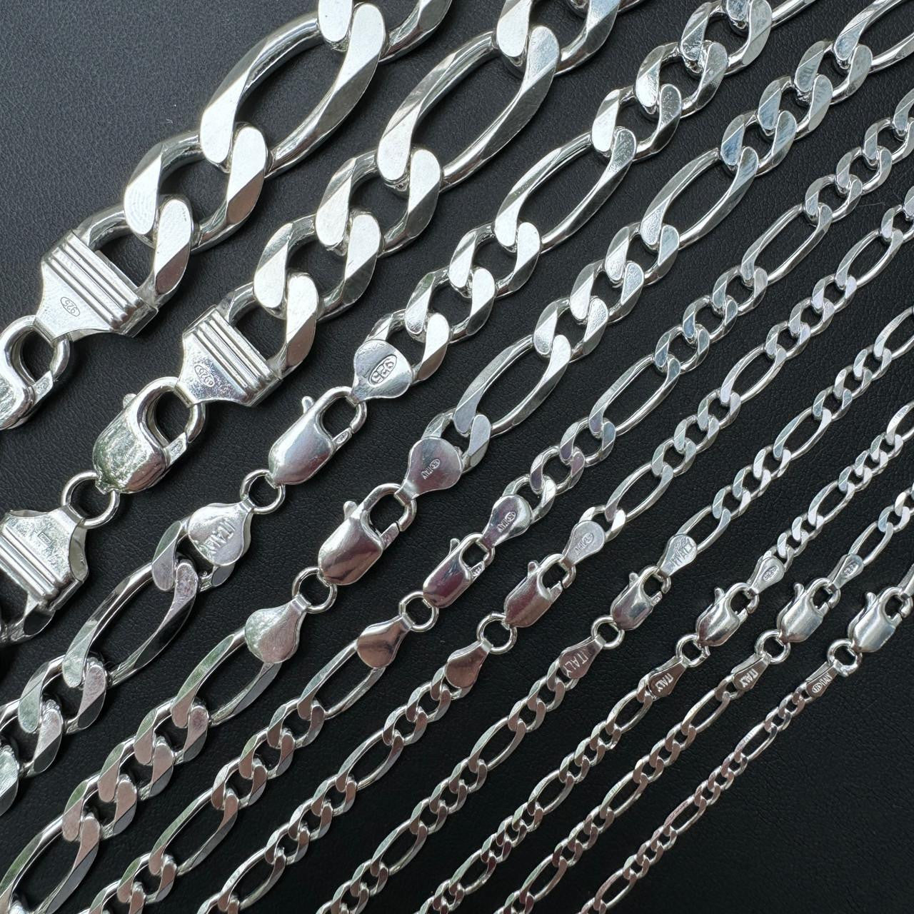HarlemBling Figaro Link Chain Necklace Or Bracelet - 925 Sterling Silver - 6"-30" - 2.5mm-15mm