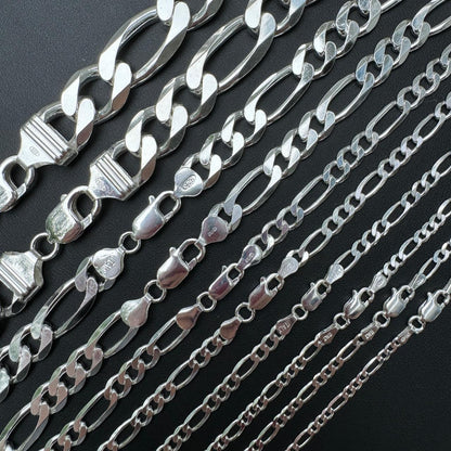 HarlemBling Figaro Link Chain Necklace Or Bracelet - 925 Sterling Silver - 6"-30" - 2.5mm-15mm