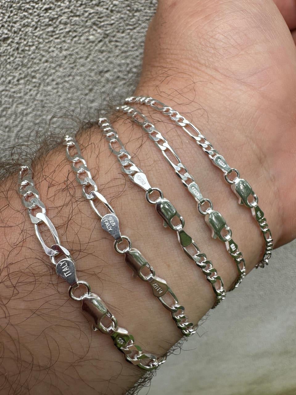 HarlemBling Figaro Link Chain Necklace Or Bracelet - 925 Sterling Silver - 6"-30" - 2.5mm-15mm