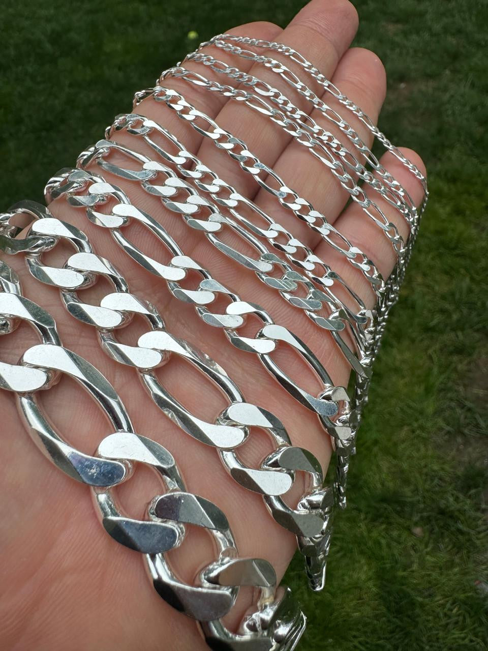 HarlemBling Figaro Link Chain Necklace Or Bracelet - 925 Sterling Silver - 6"-30" - 2.5mm-15mm